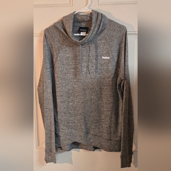 Women's Size Med Gray Long-Sleeved, Cowl Neck Pullover With KrisCross Front. - Picture 2 of 12